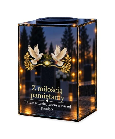 Znicz lustrzany solarny LED – Wspólne niebo — noc, białe tło