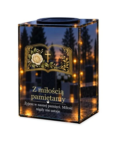 Znicz lustrzany solarny LED – Otwarta księga pamięci