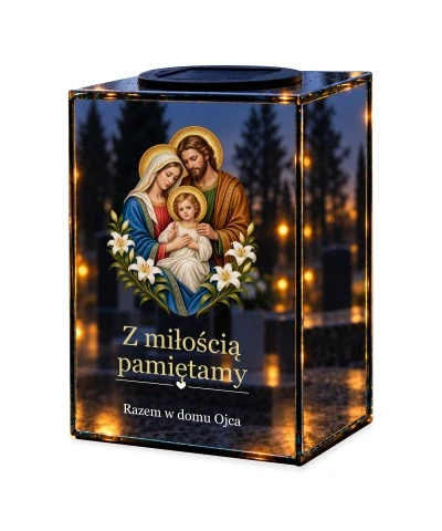 Znicz lustrzany solarny LED – Święta Rodzina