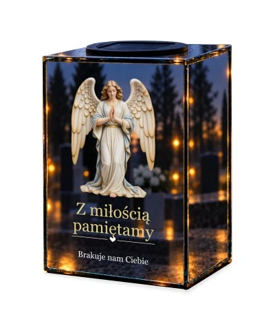 Znicz lustrzany solarny LED – Modlący się anioł