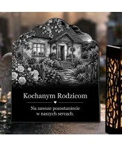 Znicz solarny dla Rodziców – Dom pełen wspomnień – czarno-biały - widok produktu
