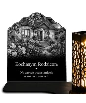 Znicz solarny dla Rodziców – Dom pełen wspomnień – czarno-biały - widok produktu