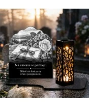 Znicz solarny – List pamięci – czarno-biały - widok produktu