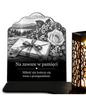 Znicz solarny – List pamięci – czarno-biały - widok produktu