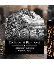 Znicz solarny dla Dziadka – Rower i wspólne chwile – czarno-biały - widok produktu