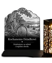 Znicz solarny dla Dziadka – Rower i wspólne chwile – czarno-biały - widok produktu