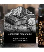 Znicz solarny – Pamięć i modlitwa – czarno-biały - widok produktu