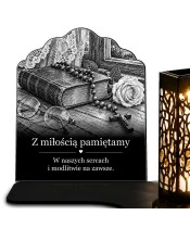Znicz solarny – Pamięć i modlitwa – czarno-biały - widok produktu