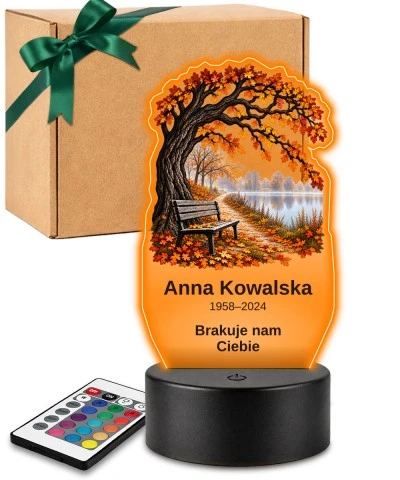 Personalizowana lampka pamięci LED – Światło pamięci – Ławka pod drzewem — widok 1