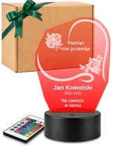 Personalizowana lampka pamięci LED – Światło pamięci – Serce z dwiema gałązkami róż — widok 1