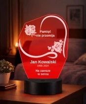 Personalizowana lampka pamięci LED – Światło pamięci – Serce z dwiema gałązkami róż — widok 2