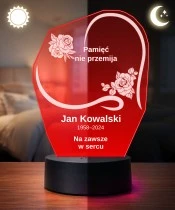 Personalizowana lampka pamięci LED – Światło pamięci – Serce z dwiema gałązkami róż — widok 3