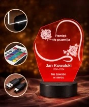 Personalizowana lampka pamięci LED – Światło pamięci – Serce z dwiema gałązkami róż — widok 4