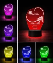 Personalizowana lampka pamięci LED – Światło pamięci – Serce z dwiema gałązkami róż — widok 5