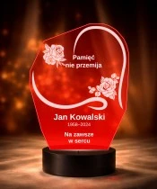 Personalizowana lampka pamięci LED – Światło pamięci – Serce z dwiema gałązkami róż — widok 6