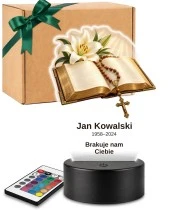 Personalizowana lampka pamięci LED – Światło pamięci – Księga z różańcem — widok 1
