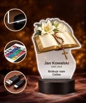 Personalizowana lampka pamięci LED – Światło pamięci – Księga z różańcem — widok 4