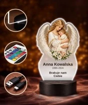 Personalizowana lampka pamięci LED – Światło pamięci – Anioł tulący dziecko — widok 4