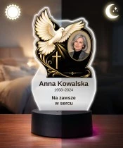 Personalizowana lampka pamięci LED – Światło pamięci – Gołąb z krzyżem i zdjęciem — widok 3