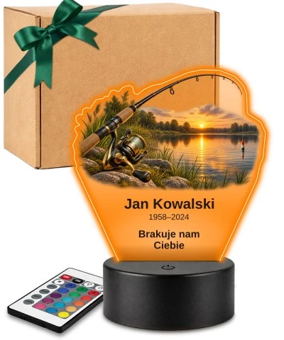 Personalizowana lampka pamięci LED – Światło pamięci – Wędkarz — spokojna woda — widok 1