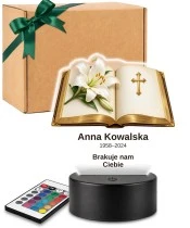 Personalizowana lampka pamięci LED – Światło pamięci – Księga z lilią — widok 1