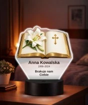 Personalizowana lampka pamięci LED – Światło pamięci – Księga z lilią — widok 2