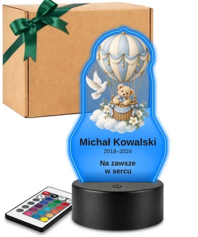 Personalizowana lampka pamięci LED – Światło pamięci – Miś w balonie — widok 1