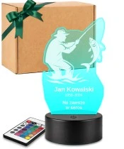 Personalizowana lampka pamięci LED – Światło pamięci – Wędkarz z rybą — widok 1