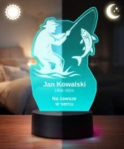 Personalizowana lampka pamięci LED – Światło pamięci – Wędkarz z rybą — widok 3