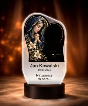 Personalizowana lampka pamięci LED – Światło pamięci – Maryja w sercu z liliami — widok 6