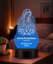 Personalizowana lampka pamięci LED – Światło pamięci – Maryja z liliami — kontur — widok 2