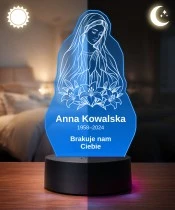 Personalizowana lampka pamięci LED – Światło pamięci – Maryja z liliami — kontur — widok 3