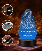 Personalizowana lampka pamięci LED – Światło pamięci – Maryja z liliami — kontur — widok 4