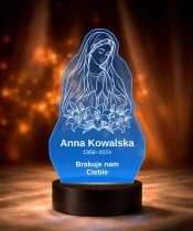 Personalizowana lampka pamięci LED – Światło pamięci – Maryja z liliami — kontur — widok 6