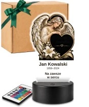 Personalizowana lampka pamięci LED – Światło pamięci – Anioł z sercem — widok 1
