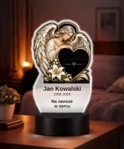 Personalizowana lampka pamięci LED – Światło pamięci – Anioł z sercem — widok 2