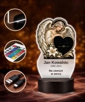 Personalizowana lampka pamięci LED – Światło pamięci – Anioł z sercem — widok 4