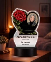 Personalizowana lampka pamięci LED – Światło pamięci – Czerwona róża i zdjęcie w sercu — widok 2