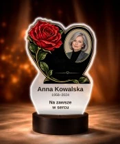 Personalizowana lampka pamięci LED – Światło pamięci – Czerwona róża i zdjęcie w sercu — widok 6
