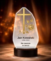 Personalizowana lampka pamięci LED – Światło pamięci – Krzyż i złota gałązka — widok 6