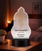 Personalizowana lampka pamięci LED – Światło pamięci – Złota gałązka z krzyżem — widok 2