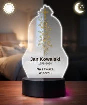 Personalizowana lampka pamięci LED – Światło pamięci – Złota gałązka z krzyżem — widok 3
