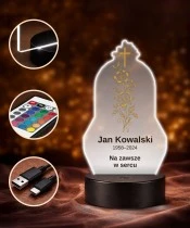 Personalizowana lampka pamięci LED – Światło pamięci – Złota gałązka z krzyżem — widok 4