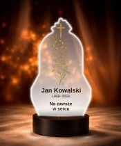 Personalizowana lampka pamięci LED – Światło pamięci – Złota gałązka z krzyżem — widok 6