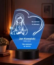 Personalizowana lampka pamięci LED – Światło pamięci – Serce z Maryją — widok 2