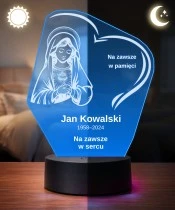 Personalizowana lampka pamięci LED – Światło pamięci – Serce z Maryją — widok 3
