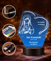 Personalizowana lampka pamięci LED – Światło pamięci – Serce z Maryją — widok 4