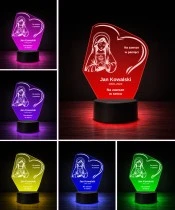Personalizowana lampka pamięci LED – Światło pamięci – Serce z Maryją — widok 5