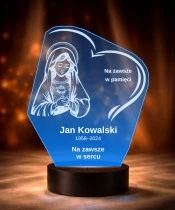 Personalizowana lampka pamięci LED – Światło pamięci – Serce z Maryją — widok 6
