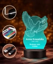 Personalizowana lampka pamięci LED – Światło pamięci – Gołąb z gałązką — widok 4